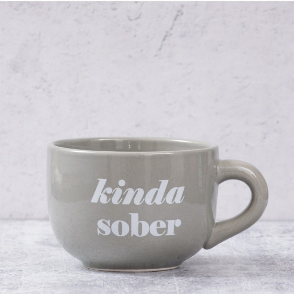 “Kinda Sober” 24 oz. Gray Cappuccino Mug - Brand New in Box